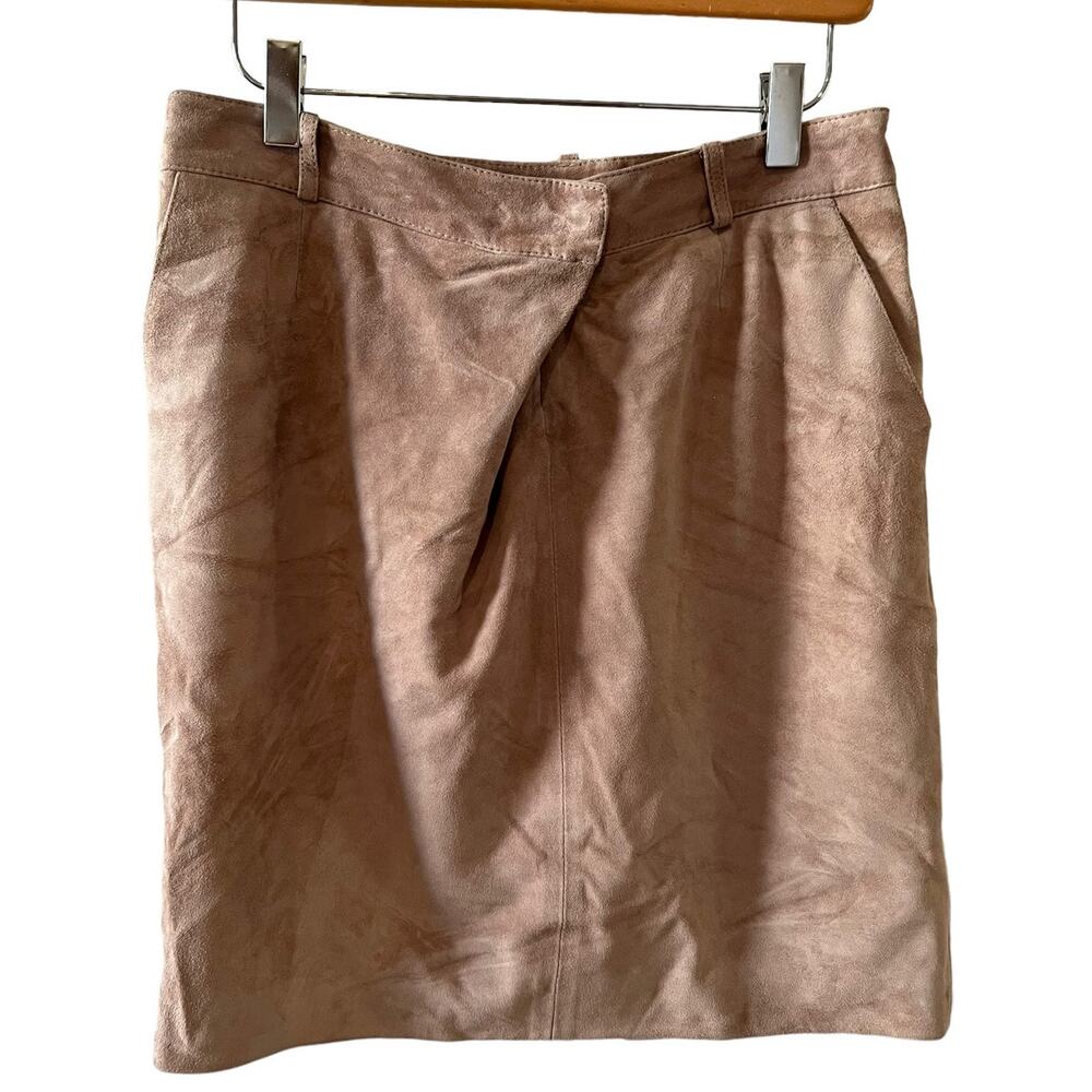 Faconnable edgy draped suede skirt sand XS